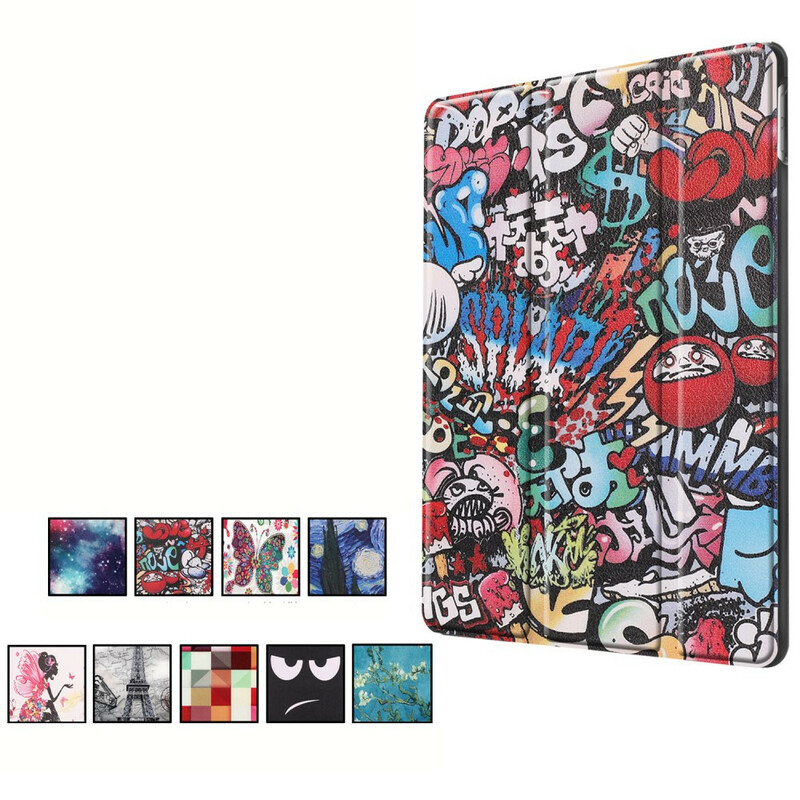 Custodia smart per iPad 10,2" (2019) similpelle Graffiti Fun