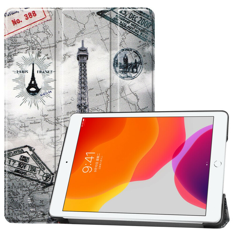 Custodia smart per iPad 10,2" (2019) in similpelle Vintage Torre Eiffel