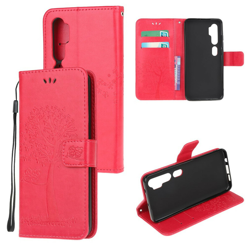 Xiaomi Mi Note 10 Custodia con cinturino con albero e gufo