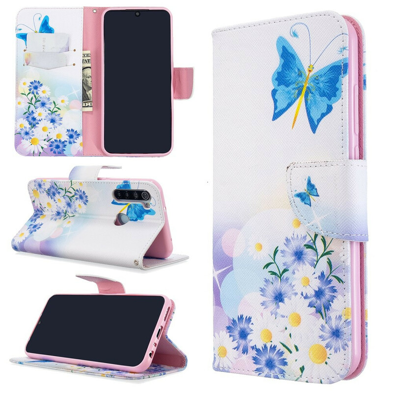 Xiaomi Redmi Note 8T Custodia dipinta con farfalle e fiori