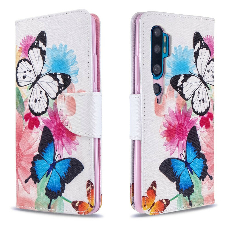 Xiaomi Mi Note 10 Custodia dipinta con farfalle e fiori