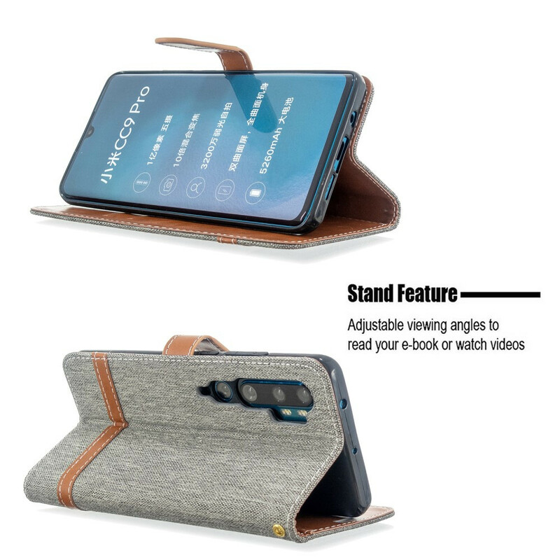 Xiaomi Mi Note 10 Custodia con cinturino in tessuto ed effetto pelle