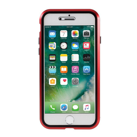 Custodia in metallo e vetro temperato per iPhone 8 / 7