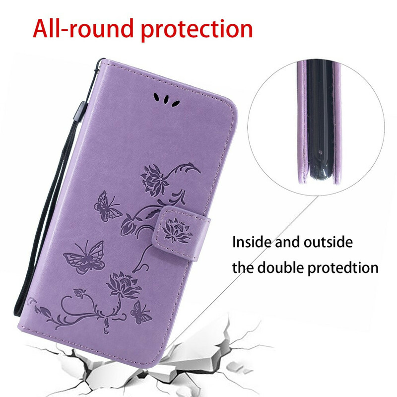 2019 Huawei P Smart Case farfalle e fiori con cinturino