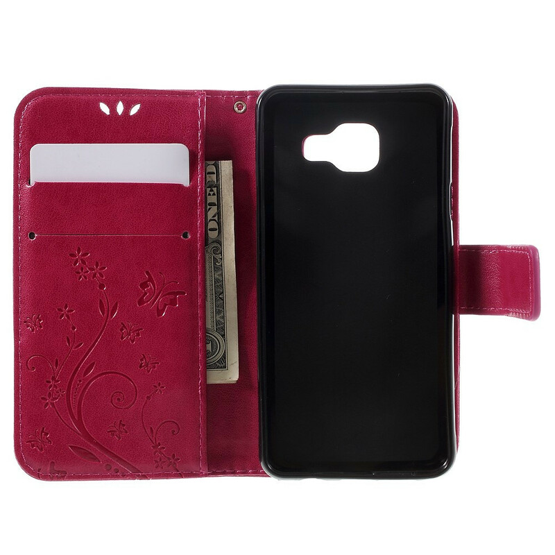 Samsug Galaxy A3 2016 Custodia Farfalle e Fiori Samsug Galaxy A3 2016 Custodia Farfalle e Fiori