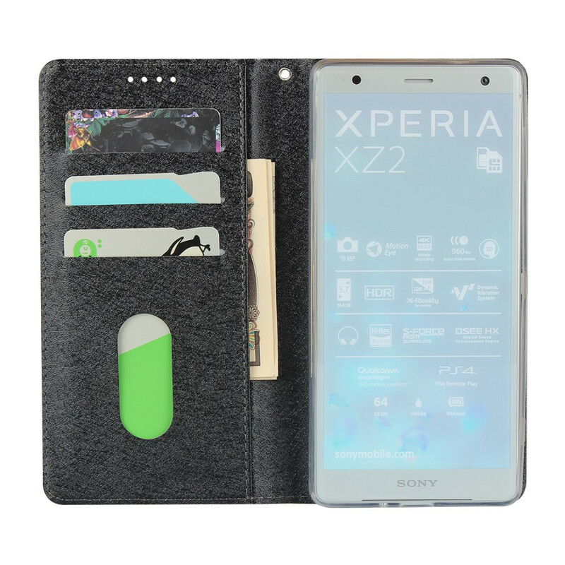 Flip Cover Sony Xperia XZ2 stile pelle morbida con cinturino