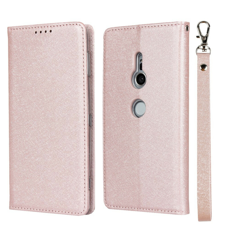 Flip Cover Sony Xperia XZ2 stile pelle morbida con cinturino