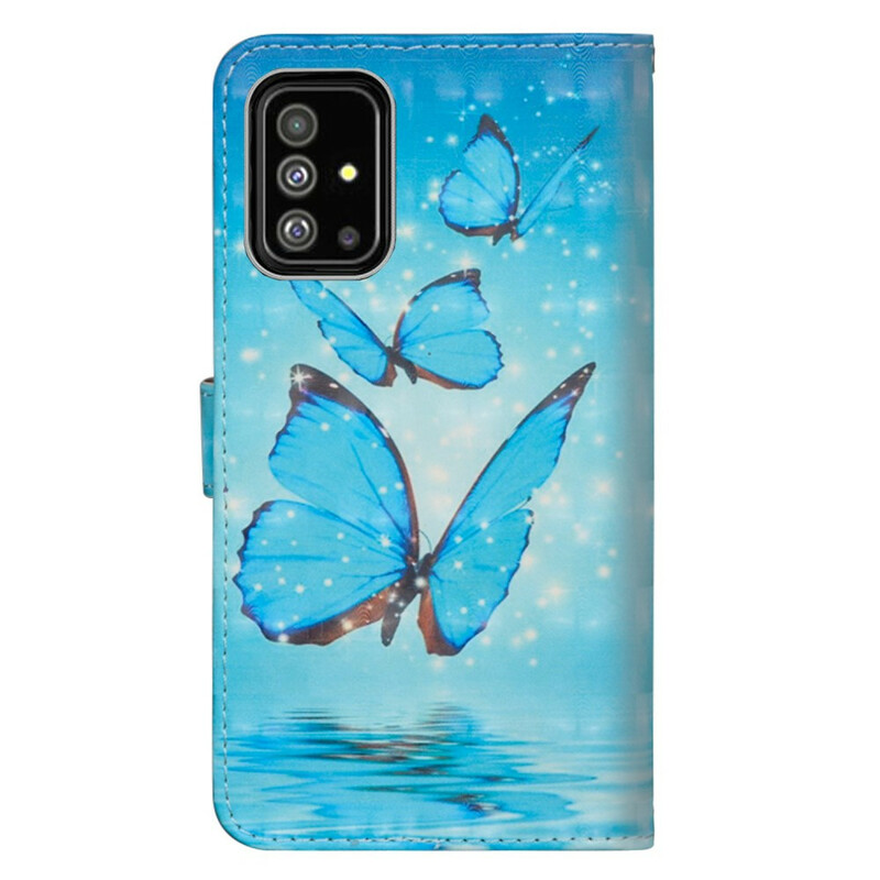 Samsung Galaxy A71 Custodia Farfalle volanti blu