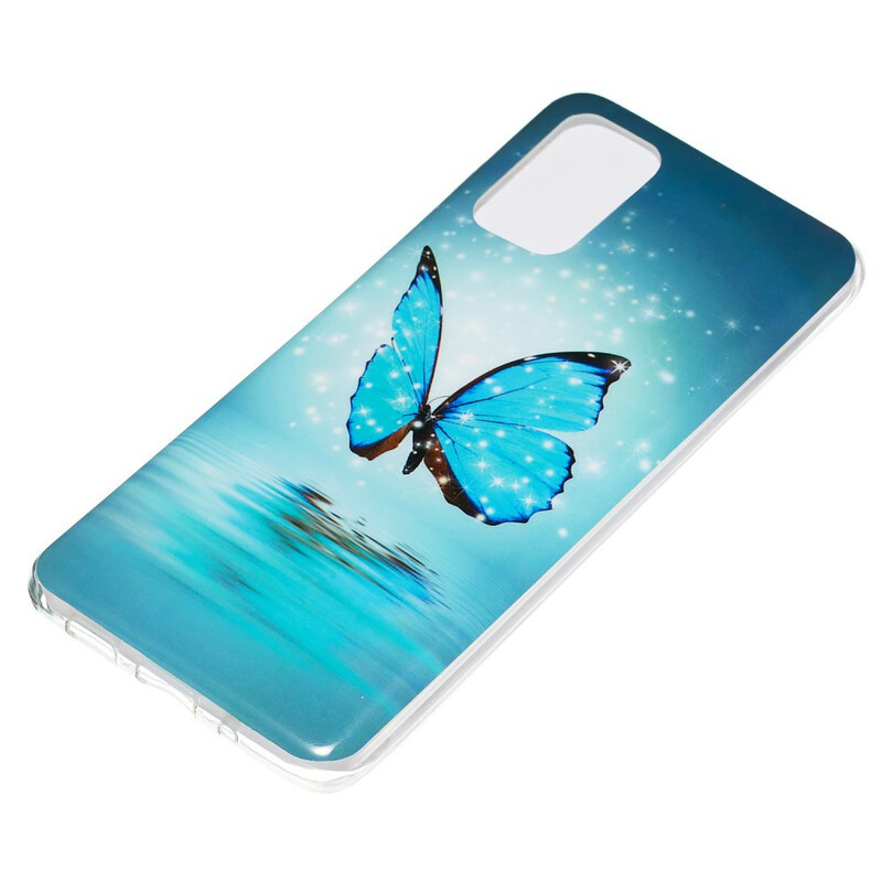 Samsung Galaxy S20 Plus Custodia Butterfly Blu Fluorescente