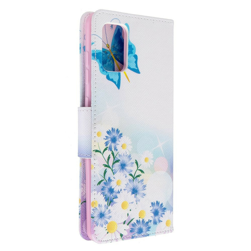 Samsung Galaxy A71 Custodia con farfalle e fiori dipinti