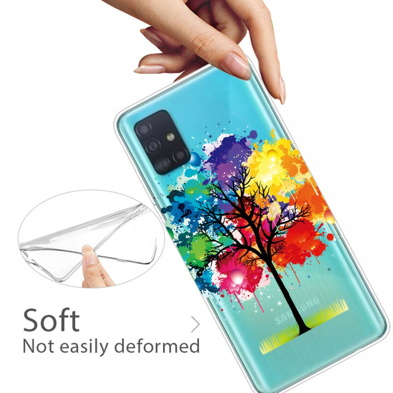 Samsung Galaxy A71 Custodia trasparente con albero acquerellato