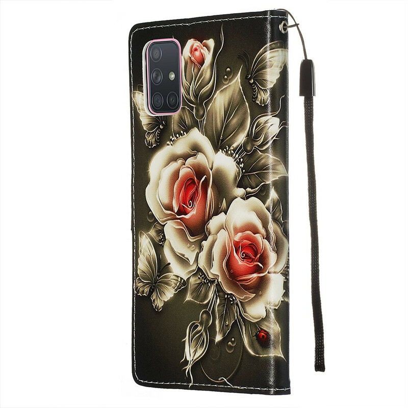 Samsung Galaxy A71 Custodia Gold Roses