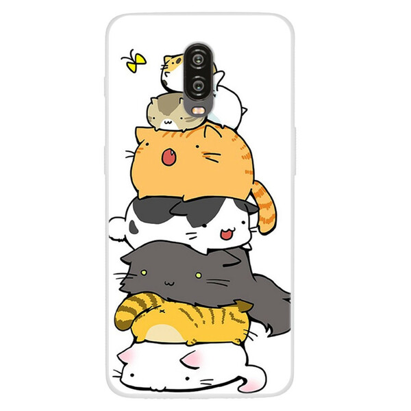OnePlus 6T Custodia Pile of Cats Cartoon