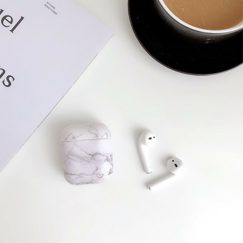 Custodia Airpods in silicone stile marmo
