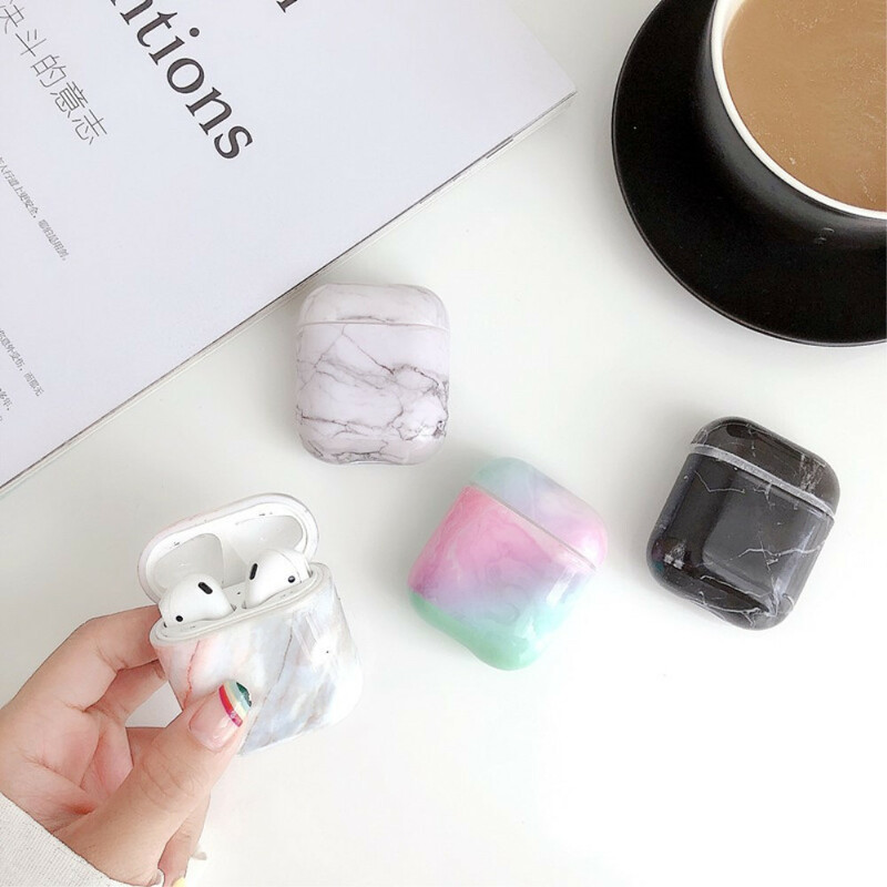 Custodia Airpods in silicone stile marmo