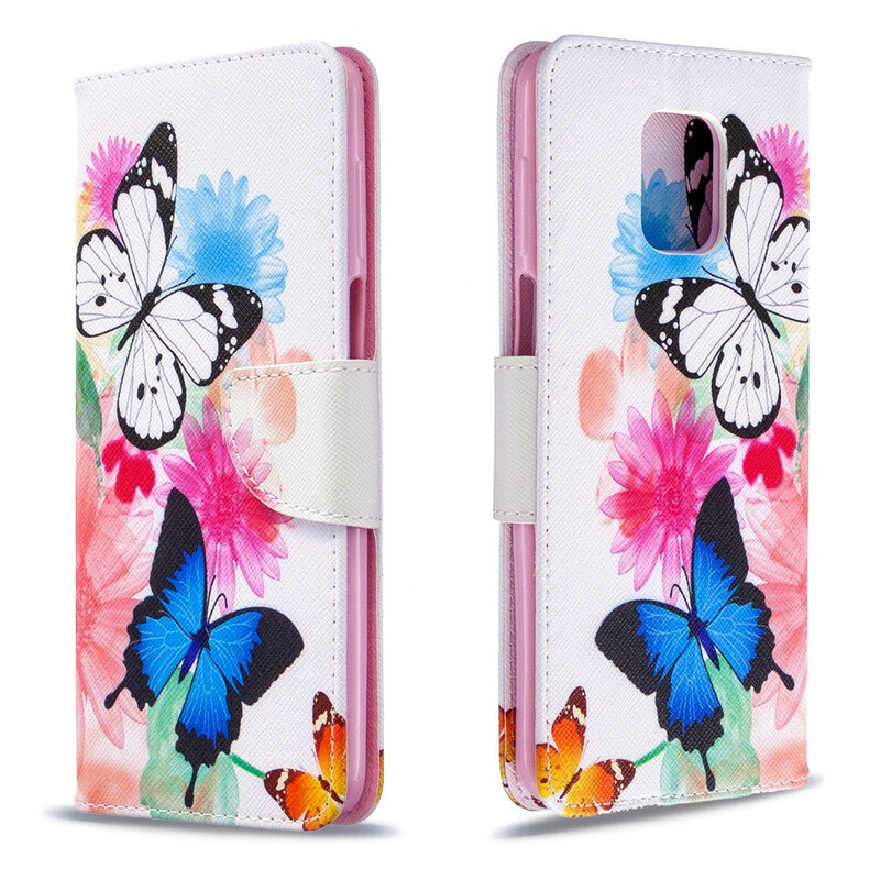 Xiaomi Redmi Note 9S / Note 9 Pro Custodia dipinta con farfalle e fiori