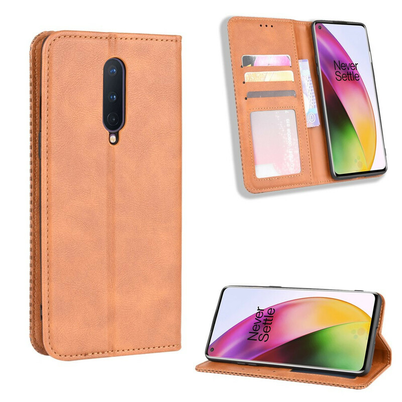 OnePlus 8 Flip Cover effetto pelle vintage