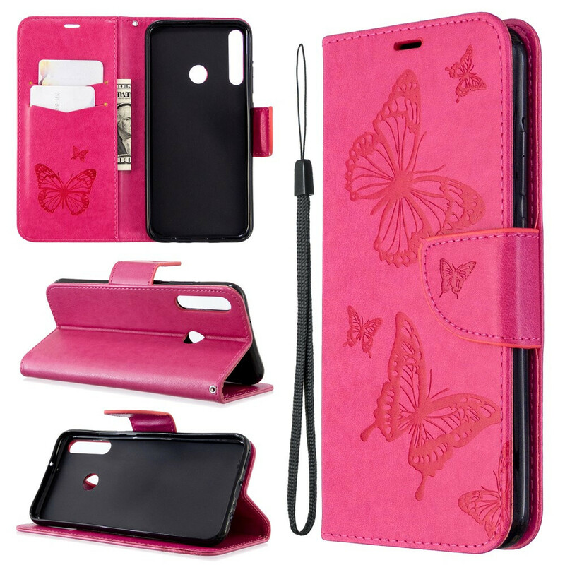 Huawei P40 Lite E Custodia Farfalle e Flap Obliquo