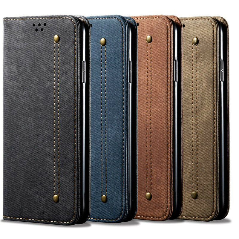 Flip Cover Oppo Find X2 Pro similpelle Texture Jeans