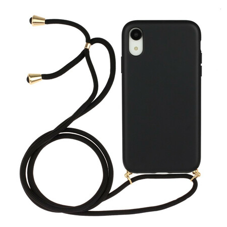 Custodia in silicone per iPhone XR con cavo colorato