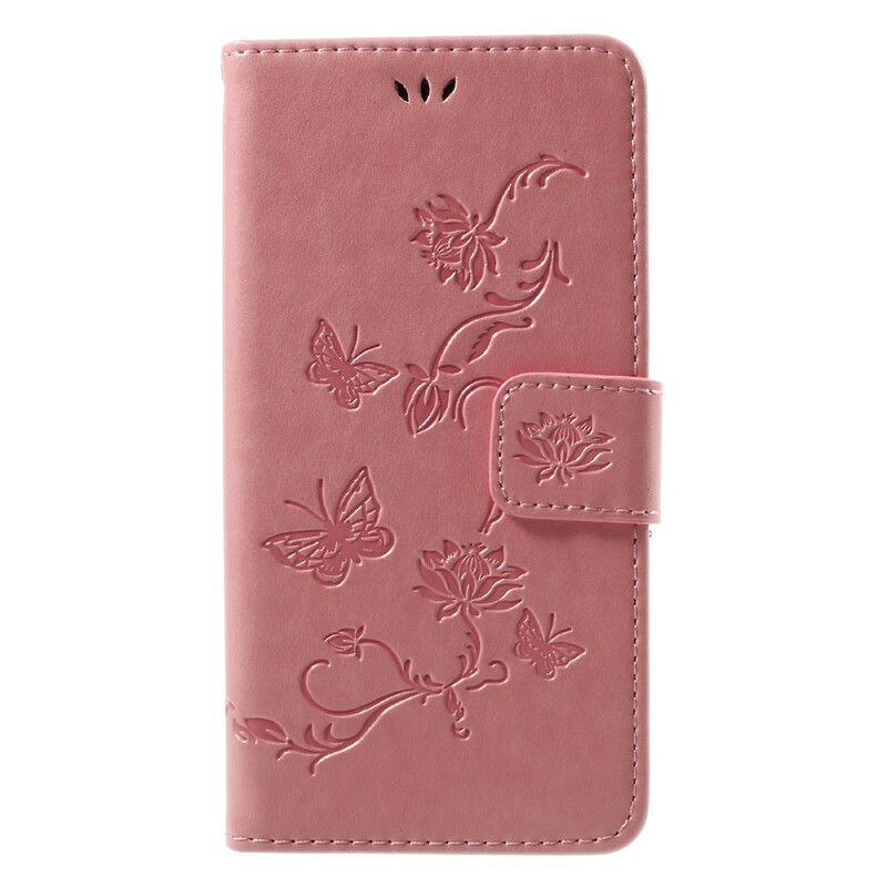 Cover Huawei P10 Lite Farfalle e fiori con cinturino