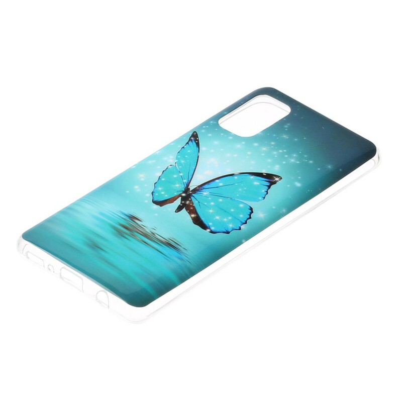 Samsung Galaxy A41 Custodia a farfalla blu fluorescente