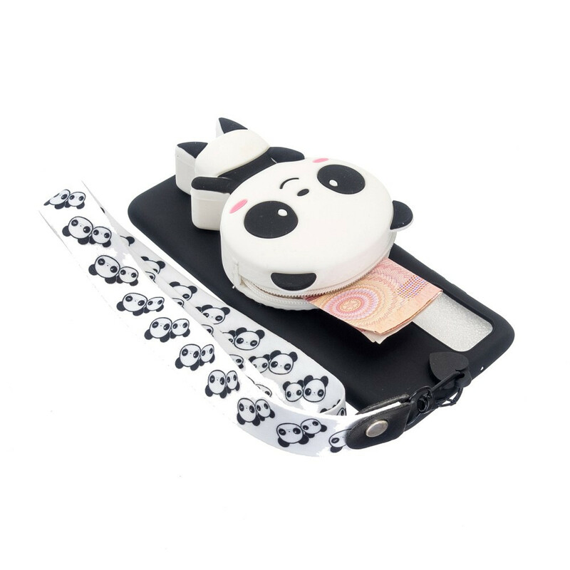 Custodia per Samsung Galaxy A41 3D Panda con cinturino a moschettone