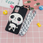 Custodia per Samsung Galaxy A41 3D Panda con cinturino a moschettone