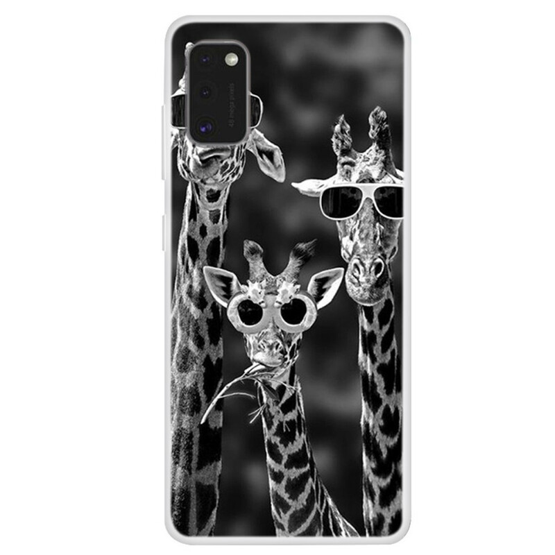 Copertura samsung Galaxy A41 Giraffe con occhiali