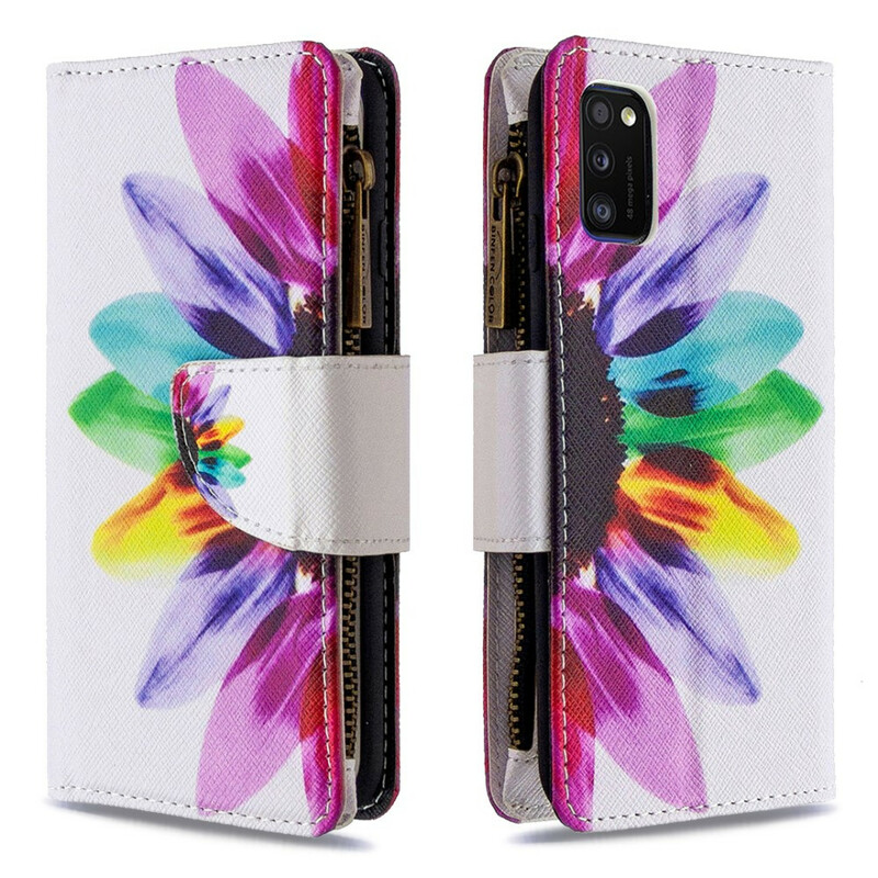 Custodia per Samsung Galaxy A41 con tasca a cerniera Flower