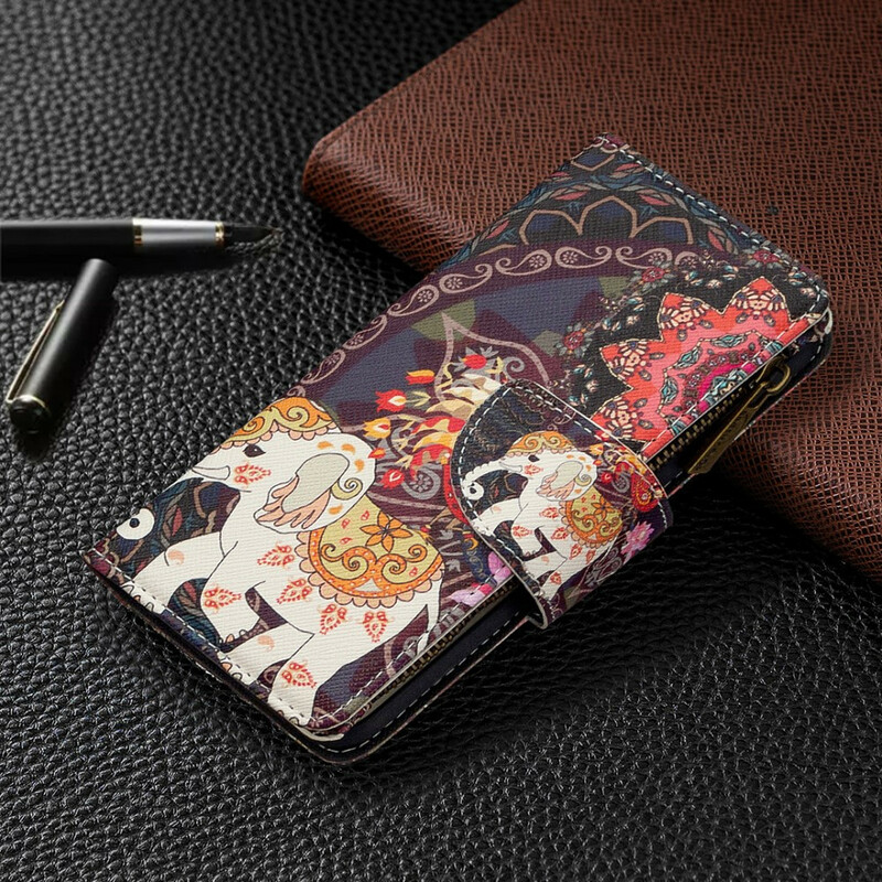 Custodia per Samsung Galaxy A41 con tasca con cerniera a forma di elefante