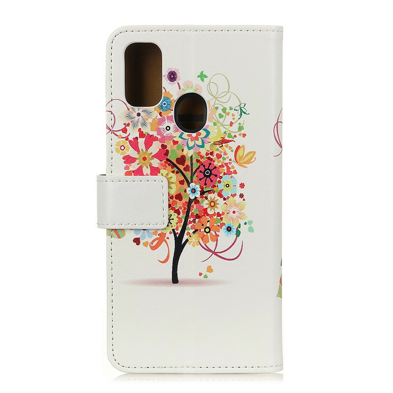 Samsung Galaxy A21s Custodia con albero di fiori