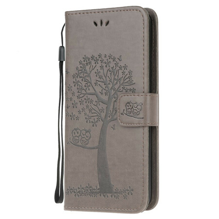 Samsung Galaxy A21s Custodia con cinturino con albero e gufo