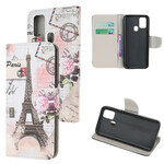 Custodia per Samsung Galaxy A21s Retro Torre Eiffel