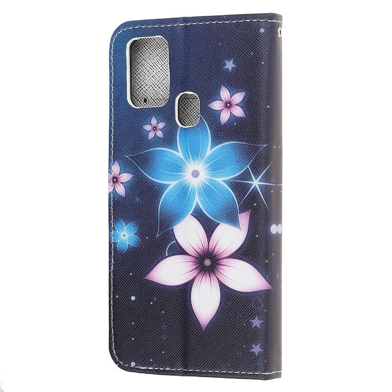Custodia Samsung Galaxy A21s Lunar Flowers con cinturino