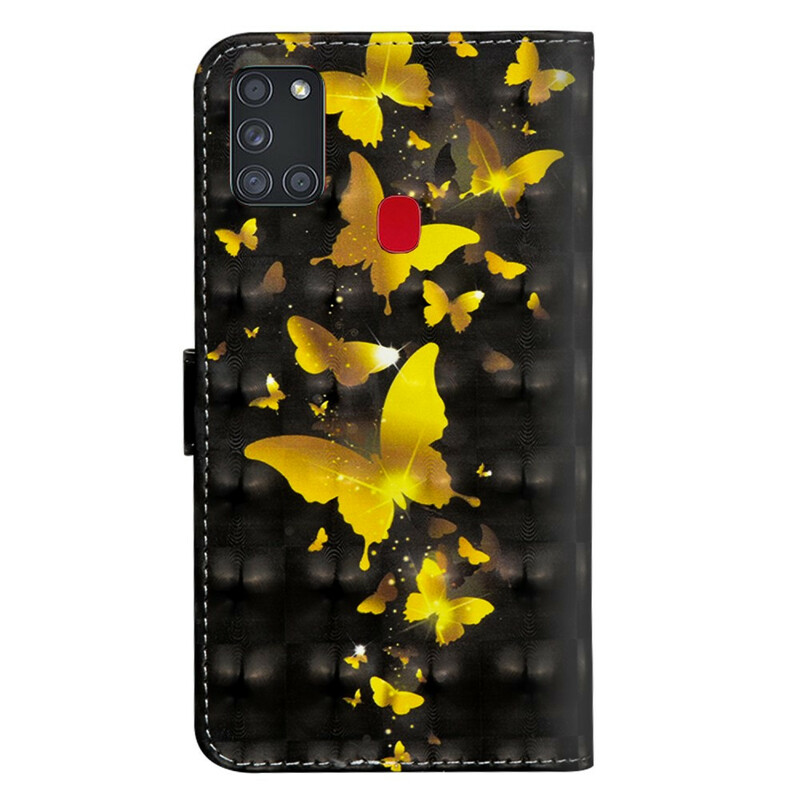 Samsung Galaxy A21s Custodia con farfalle gialle