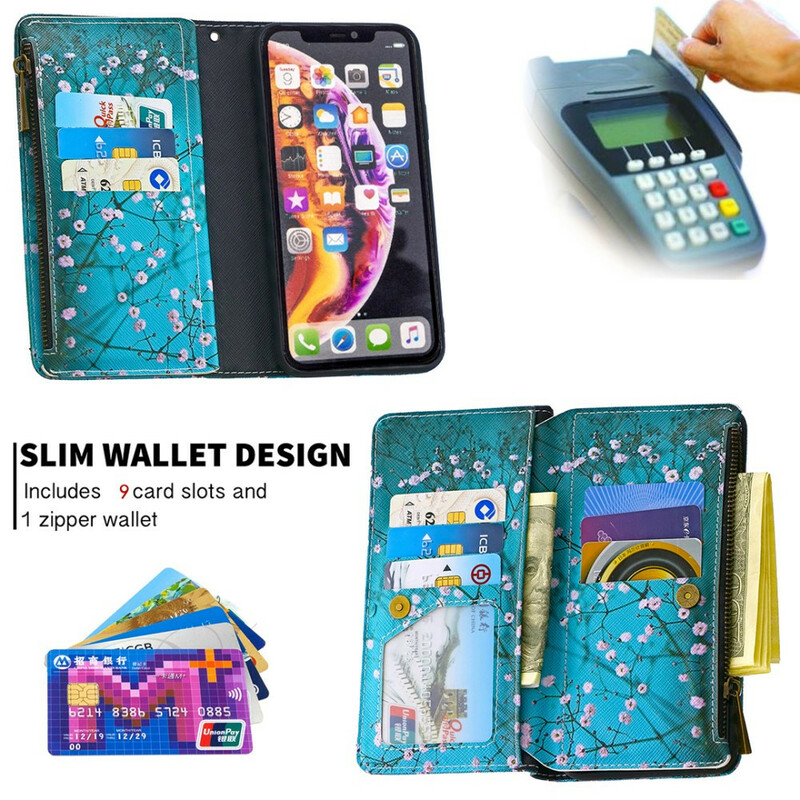 Cover per iPhone XR con albero con tasca a zip Cover per iPhone XR con albero con tasca a zip