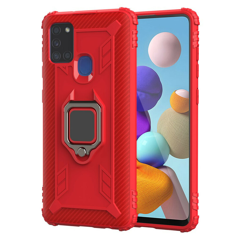 Custodia ad anello e in fibra di carbonio per Samsung Galaxy A21s Custodia ad anello e in fibra di carbonio per Samsung Galaxy A21s