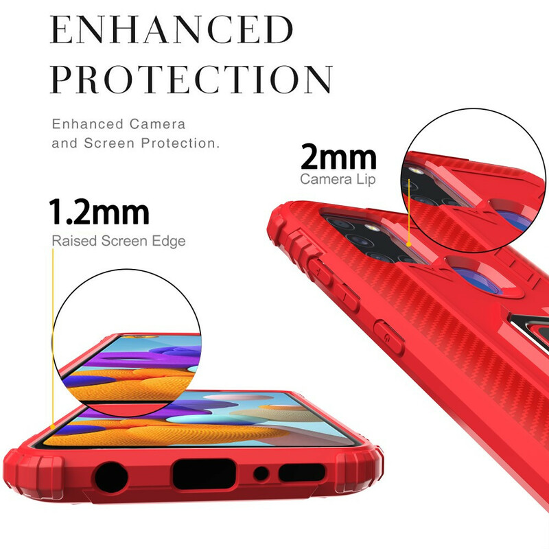 Custodia ad anello e in fibra di carbonio per Samsung Galaxy A21s Custodia ad anello e in fibra di carbonio per Samsung Galaxy A21s
