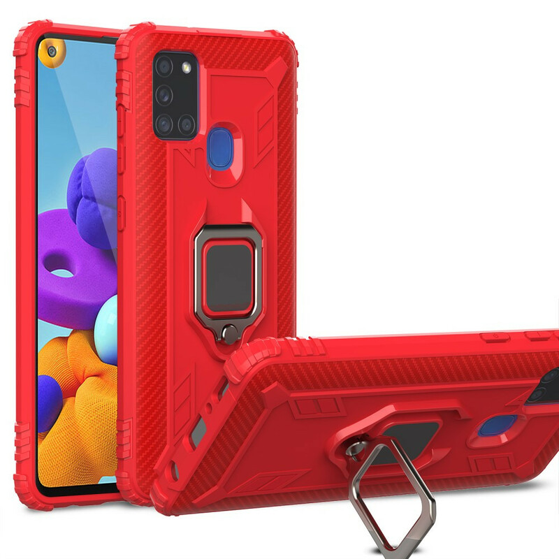 Custodia ad anello e in fibra di carbonio per Samsung Galaxy A21s Custodia ad anello e in fibra di carbonio per Samsung Galaxy A21s