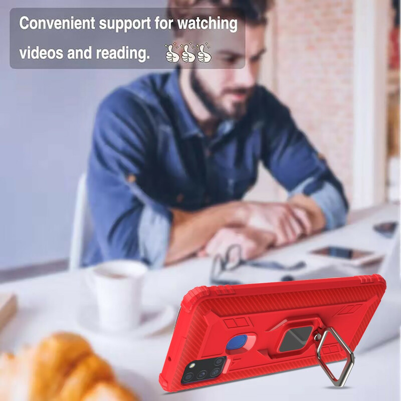 Custodia ad anello e in fibra di carbonio per Samsung Galaxy A21s Custodia ad anello e in fibra di carbonio per Samsung Galaxy A21s