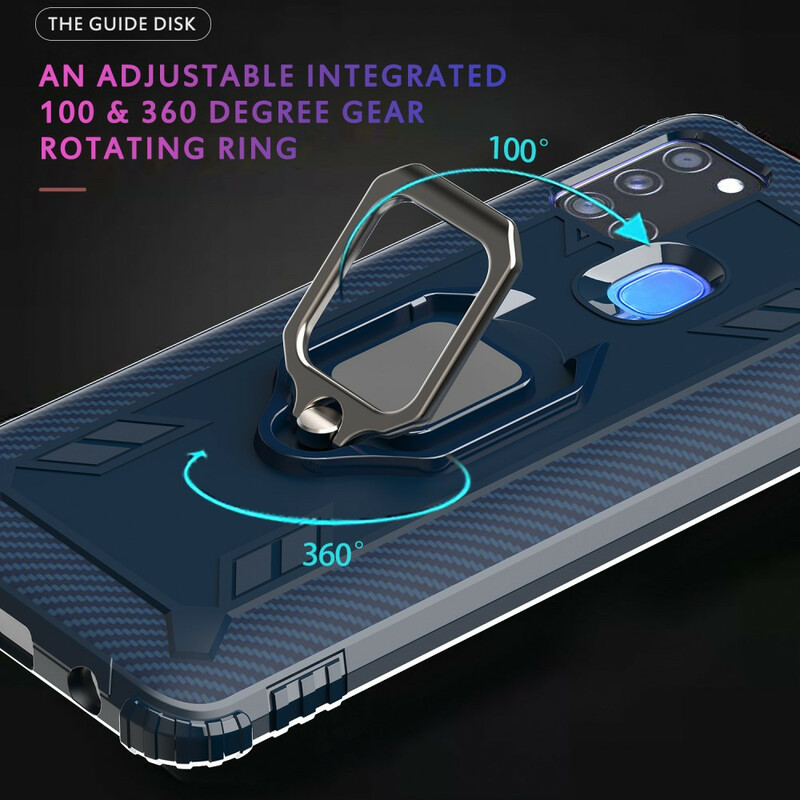Custodia ad anello e in fibra di carbonio per Samsung Galaxy A21s