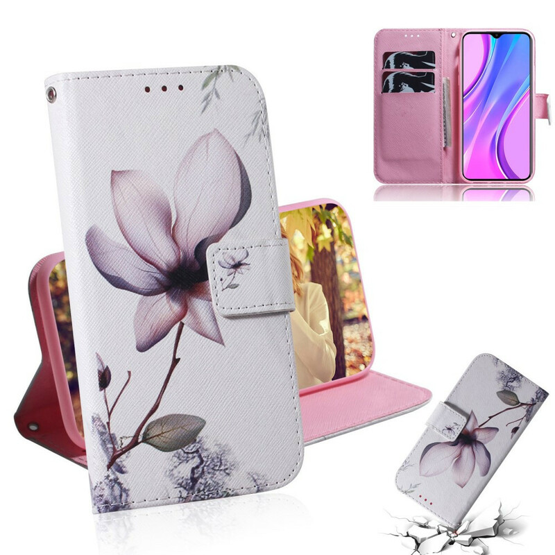 Xiaomi Redmi 9 Fiore Custodia Rosa Antico