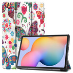 Custodia smart per Samsung Galaxy Tab S6 Lite Farfalle e Fiori Retro