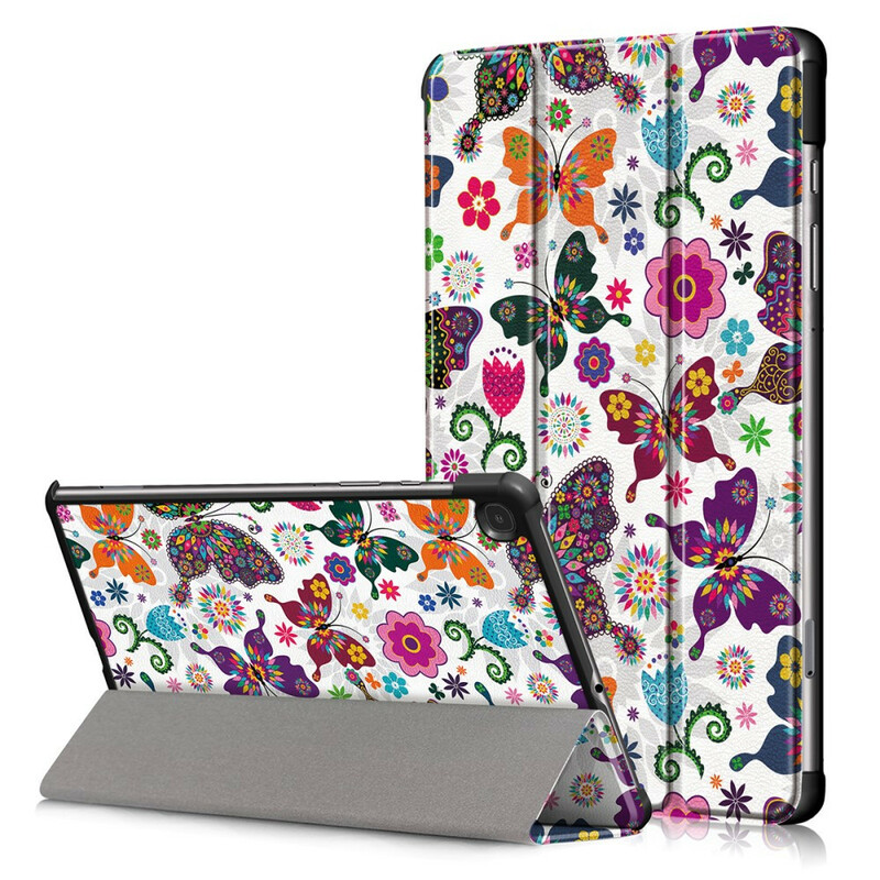 Custodia smart per Samsung Galaxy Tab S6 Lite rinforzata con farfalle e fiori