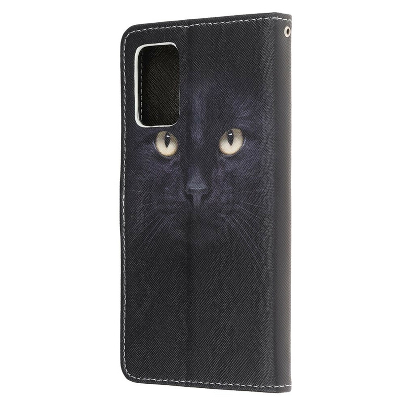 Samsung Galaxy Note 20 Custodia nera con cinturino a occhi di gatto