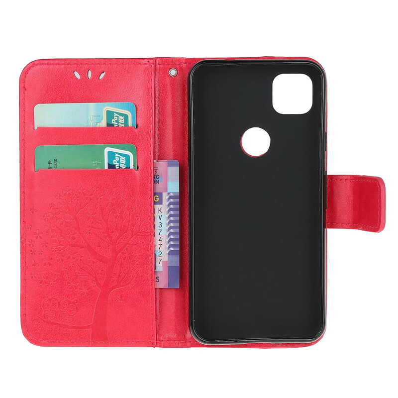 Google Pixel 4a Custodia con cinturino per albero e gufo