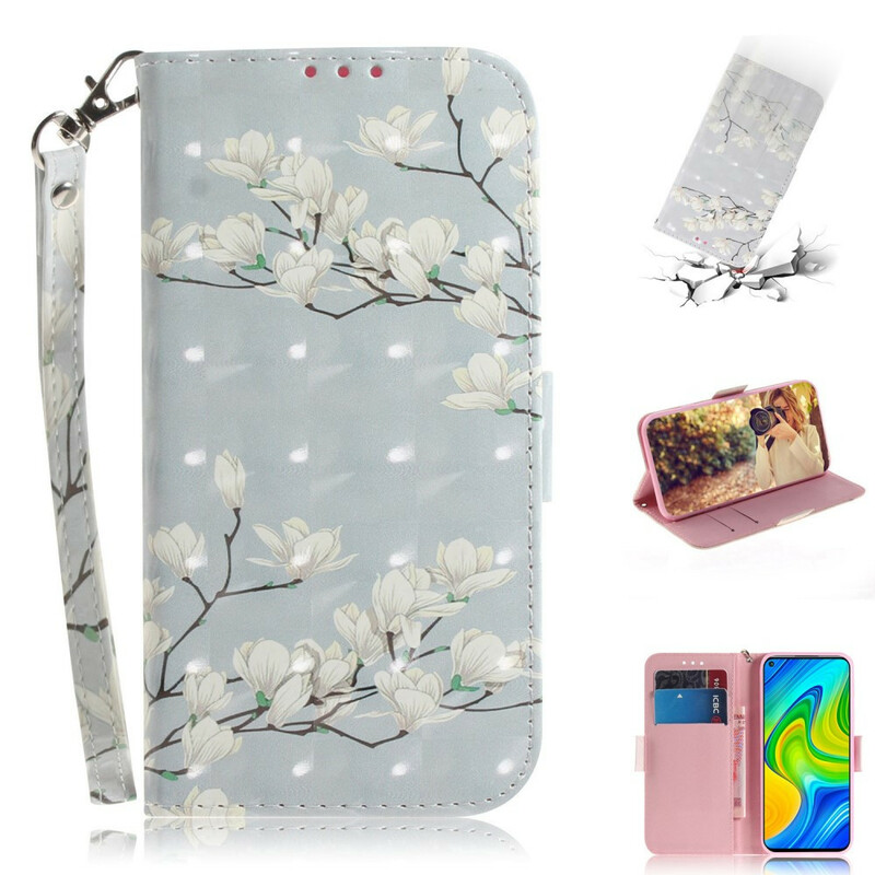 Xiaomi Redmi Note 9 Strap Custodia albero di fiori