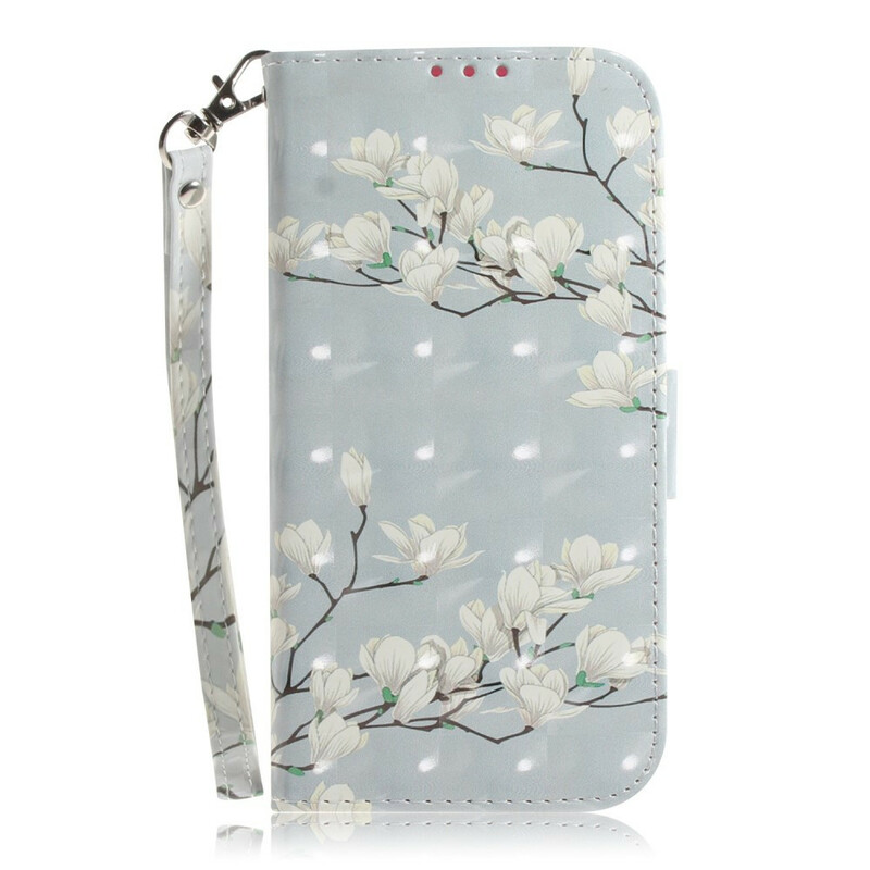 Xiaomi Redmi Note 9 Strap Custodia albero di fiori