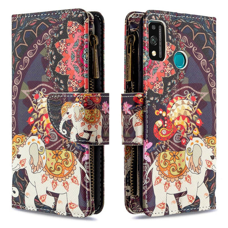 Honor 9X Lite Elephant Zipper Pocket Case
